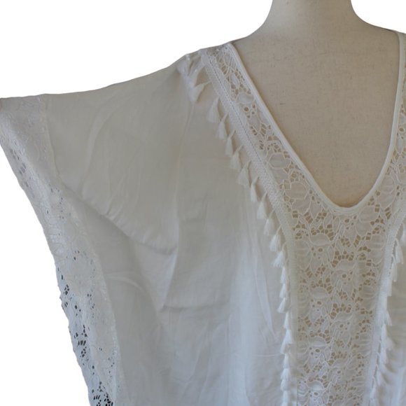 White Swimsuit Cover Up- Tunic Style - Picture 8 of 10